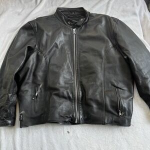 Unik Premium Leather Jacket Mens‎ 54 Black Thinsulate Lined Biker Motorcycle Zip